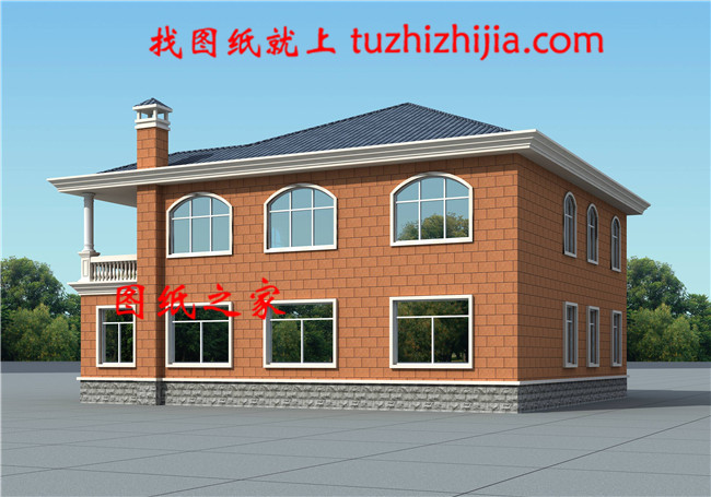 最新五十萬農村二層別墅設計圖紙，客廳中空