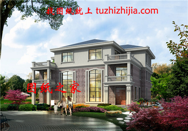 最新設計出圖的三層雙拼自建房圖片,占地260平方米