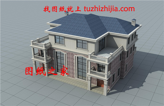 最新設計出圖的三層雙拼自建房圖片,占地260平方米