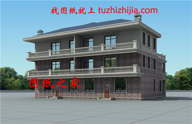 最新設計出圖的三層雙拼自建房圖片,占地260平方米