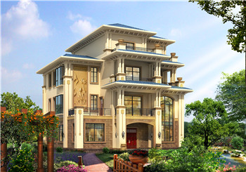 歐式四層(三層半)獨棟別墅設(shè)計圖復(fù)式，設(shè)計豪華時尚