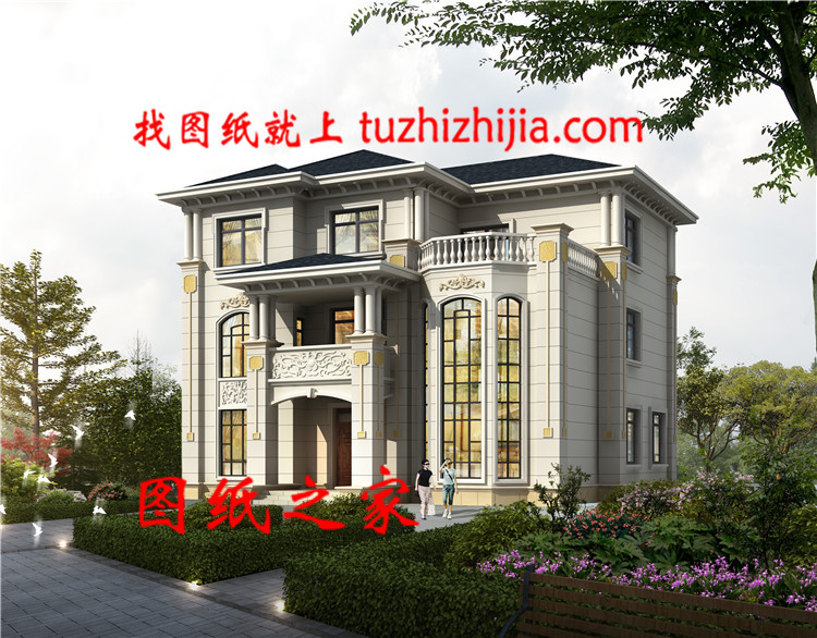 最新內設茶品區三層農村別墅，占地196平方米左右