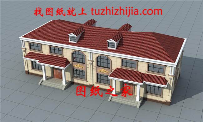 簡單大氣二層雙拼樓房、兩兄弟聯拼別墅房屋設計圖