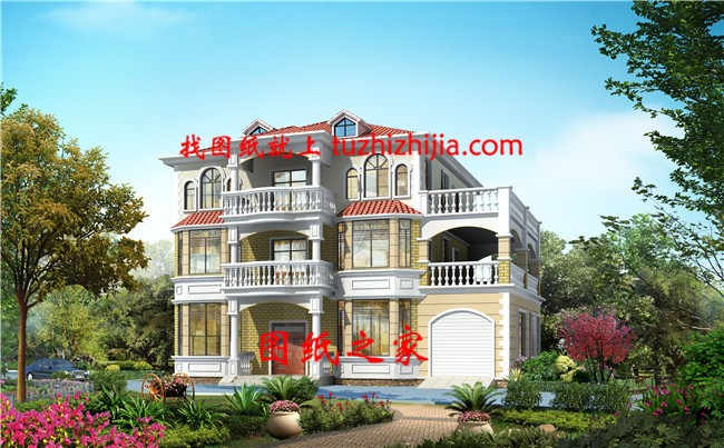 新款歐式帶車庫農村住宅，占地207平方米左右