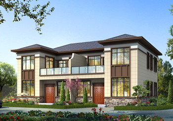 新中式二層雙拼樓房設計圖，單戶面積100平米左右，實用美觀