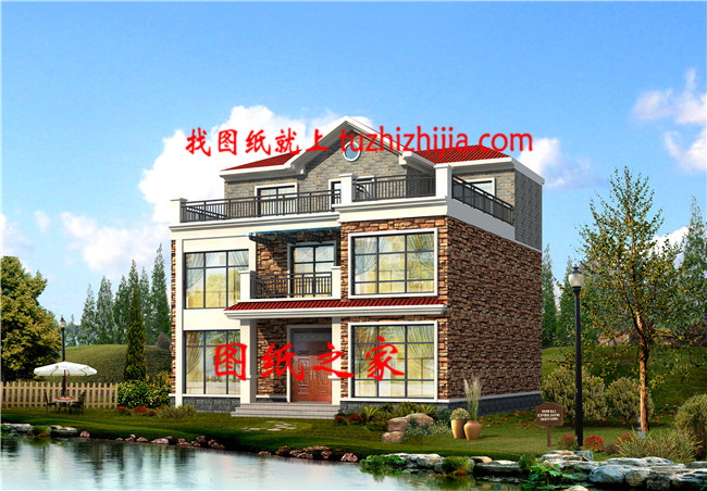  現代簡約帶大露臺和書房三層鄉村別墅