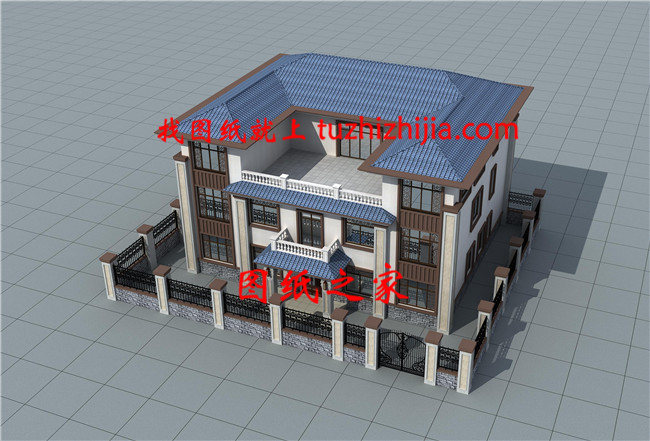 現代簡歐帶健身房+影音室三層自建別墅