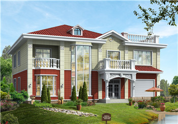 大戶型帶車庫的兩層農(nóng)村自建房設計圖，施工簡單，戶型方正