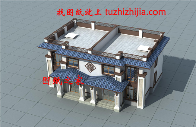 45萬新中式二層雙拼自建房別墅設計圖，一座矗立在山頂的神話