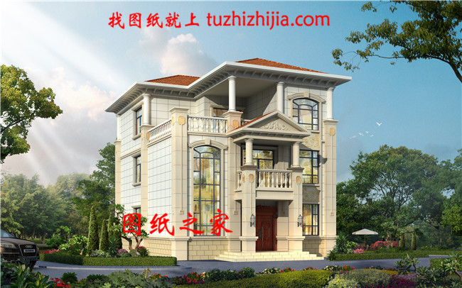 10X13米最新歐式三層別墅樓房設計圖,外觀清新明亮