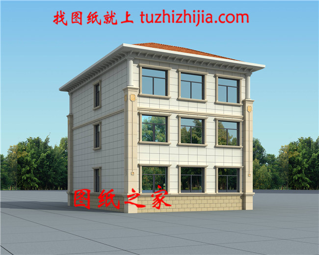 10X13米最新歐式三層別墅樓房設計圖,外觀清新明亮