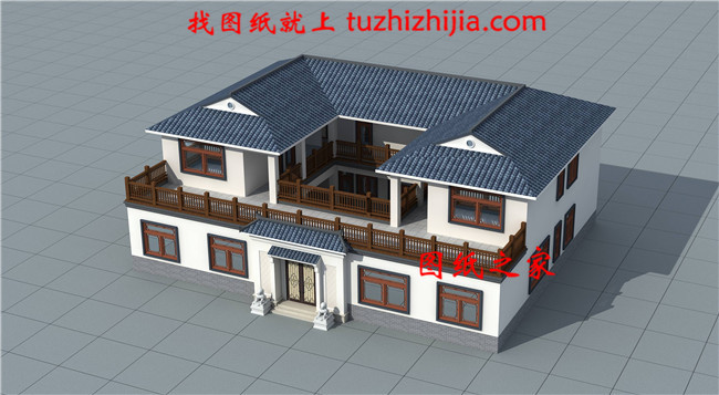 好看又簡單二層仿古中式四合院樓房設計圖