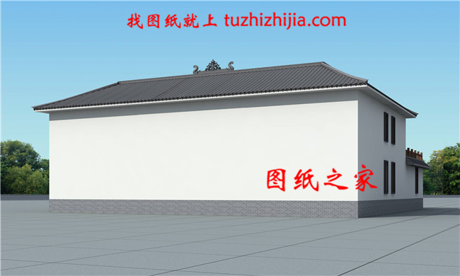 23X23米帶庭院中式二層四合院別墅設計效果圖片