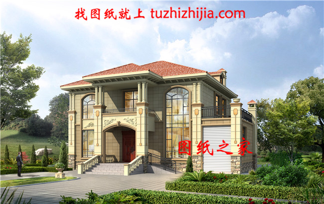 帶車庫二層現代歐式小別墅設計圖