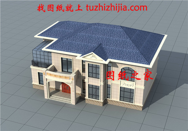 全套歐式二層別墅設(shè)計(jì)cad圖紙，含效果圖，帶車庫