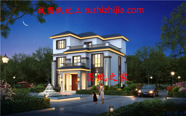 110平方米新農(nóng)村三層房屋設(shè)計(jì)圖,含外觀效果圖