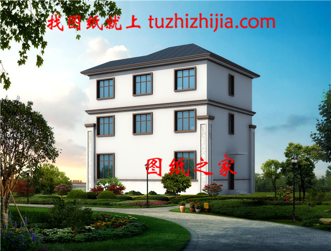 110平方米新農(nóng)村三層房屋設(shè)計(jì)圖,含外觀效果圖