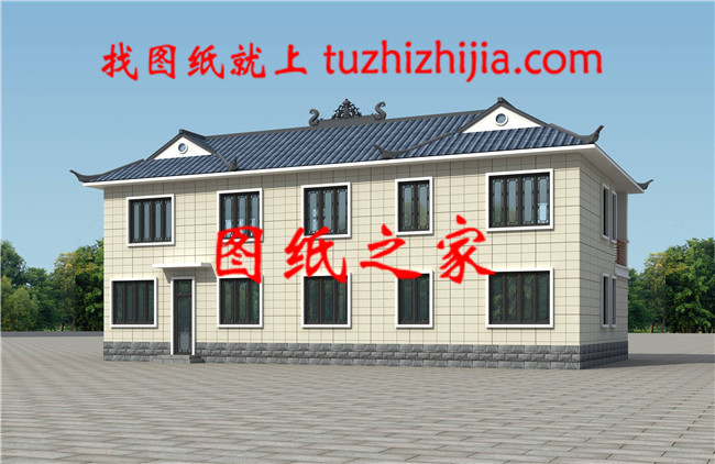 占地157平方米左右二層現代中式四合院自建房