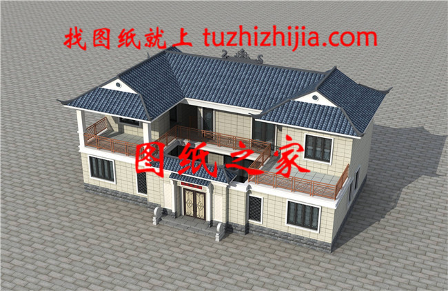 占地157平方米左右二層現代中式四合院自建房