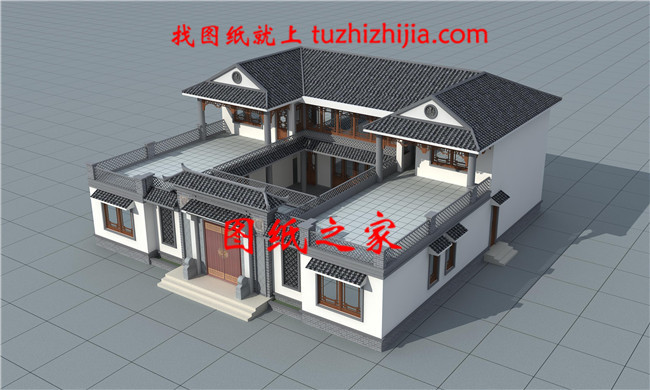 50萬(wàn)左右兩層新中式別墅設(shè)計(jì)圖