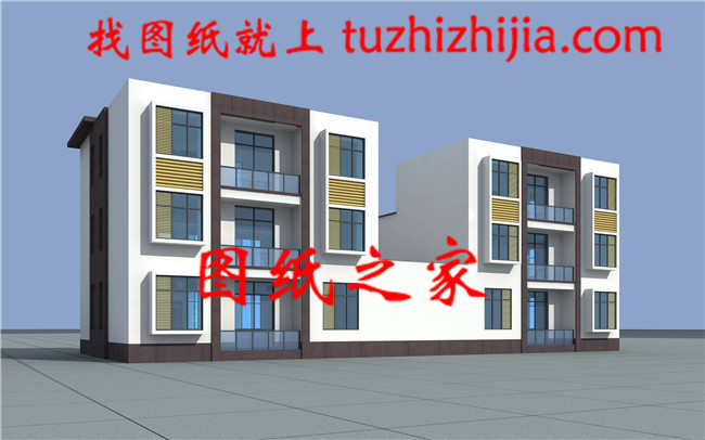 帶祖堂時尚簡約三層雙拼別墅設計圖