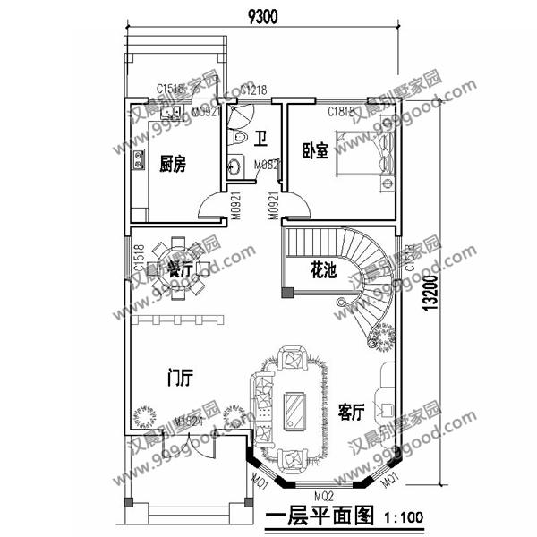 農(nóng)村小開間別墅設(shè)計圖，帶旋轉(zhuǎn)樓梯，挑空客廳，非常漂亮