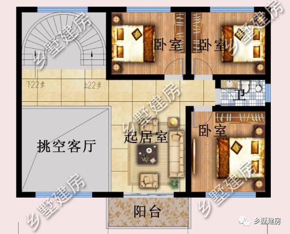 農村自建別墅設計圖，22萬建成，挑空客廳+超大陽臺，美觀又實用