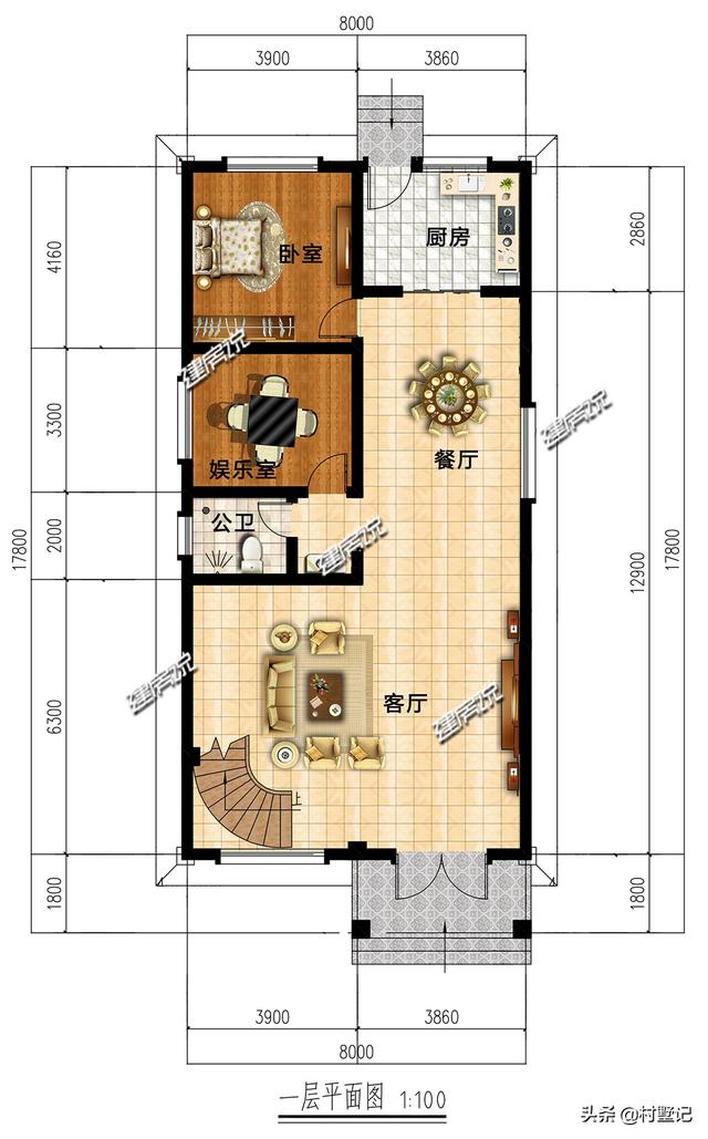 小宅基地照樣可以蓋別墅，現推一款面寬8米的二層別墅設計圖，時尚美觀