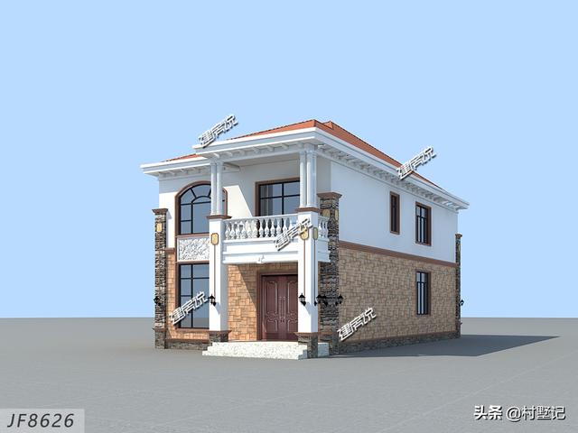 小宅基地照樣可以蓋別墅，現推一款面寬8米的二層別墅設計圖，時尚美觀