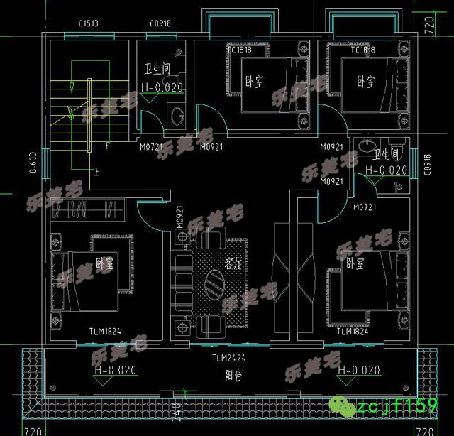 時(shí)尚簡(jiǎn)約款二層屋頂大露臺(tái)別墅設(shè)計(jì)圖紙，廚房偏房，清潔輕便！