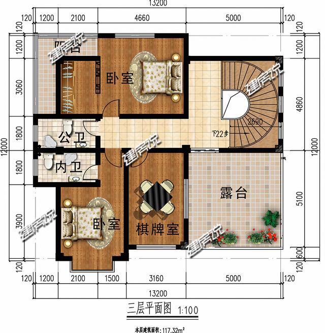 現代風格12X12米三層鄉村別墅設計圖，村長都夸好看