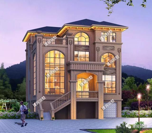 兩棟帶架空層設計的自建房設計圖，面寬小也很氣派