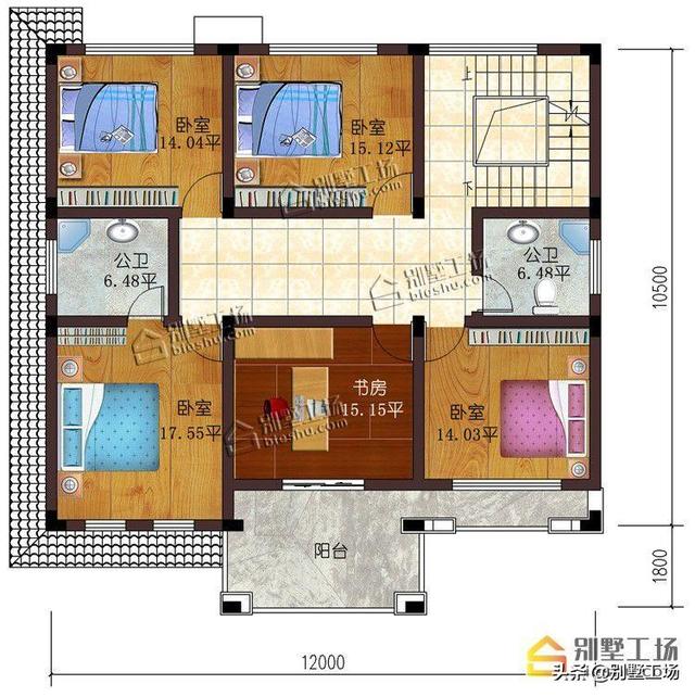 造價30萬二層框架別墅設計圖，12米×10米農村最愛的建房戶型
