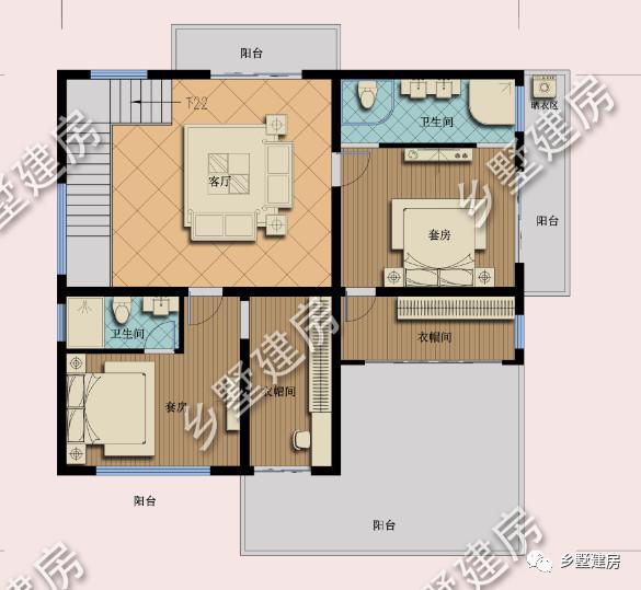 現代時尚風格三層農村別墅設計圖，外觀時尚靚麗，布局實用合理