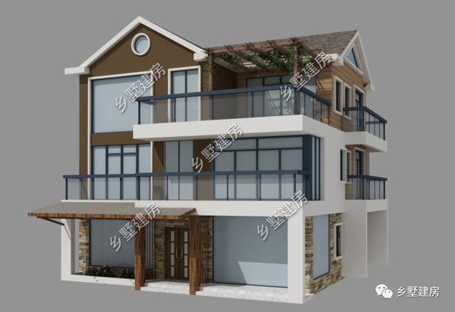 現代時尚風格三層農村別墅設計圖，外觀時尚靚麗，布局實用合理