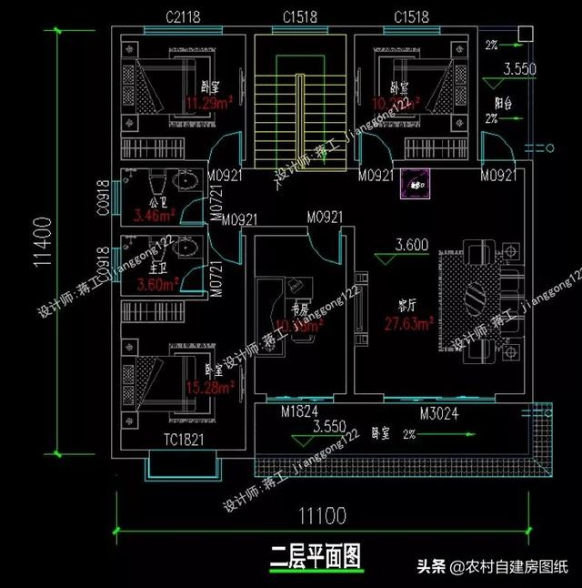 這款二層農村小別墅設計圖，外觀精致漂亮，室內設計的也非常舒適