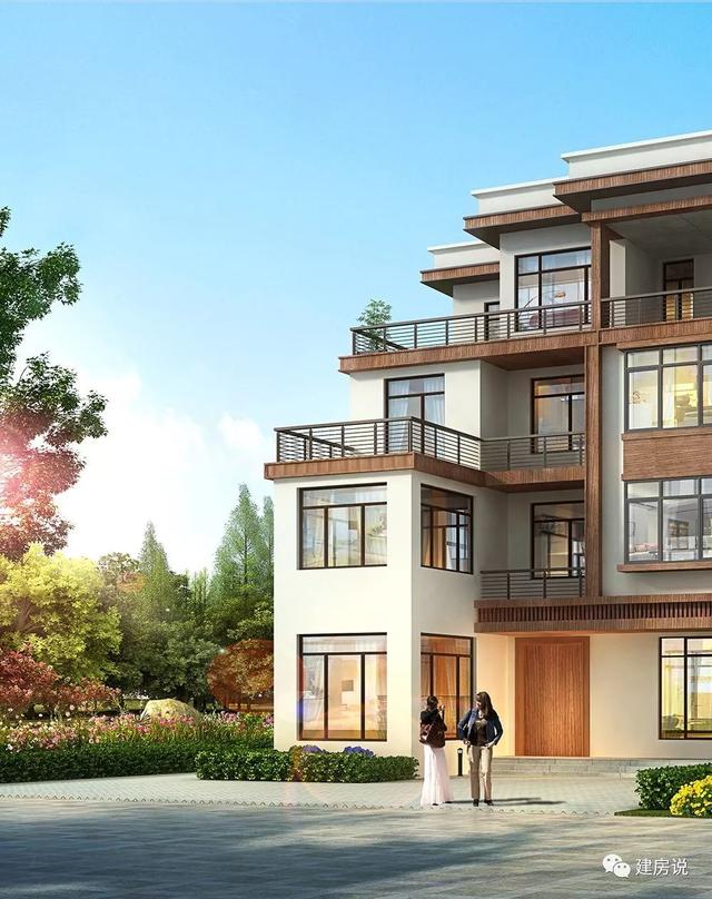 四層現代別墅設計圖，132平左右，別墅外觀是非常清新自然