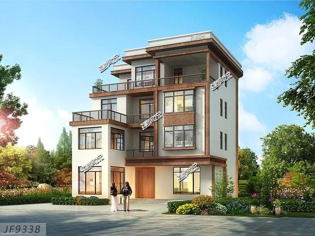 四層現代別墅設計圖，132平左右，別墅外觀是非常清新自然