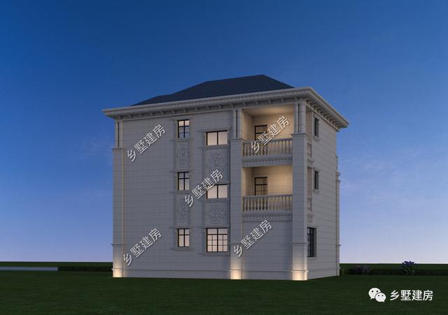 農村自建歐式別墅設計圖，占地不大，戶型方方正正，自帶豪宅既視感。