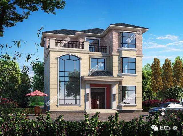 12x13米的農村歐式自建別墅設計圖，兩款外觀相似，都帶露臺