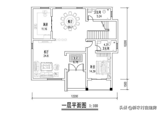 這套農村二層平屋頂自建房設計圖，占地小，采光好