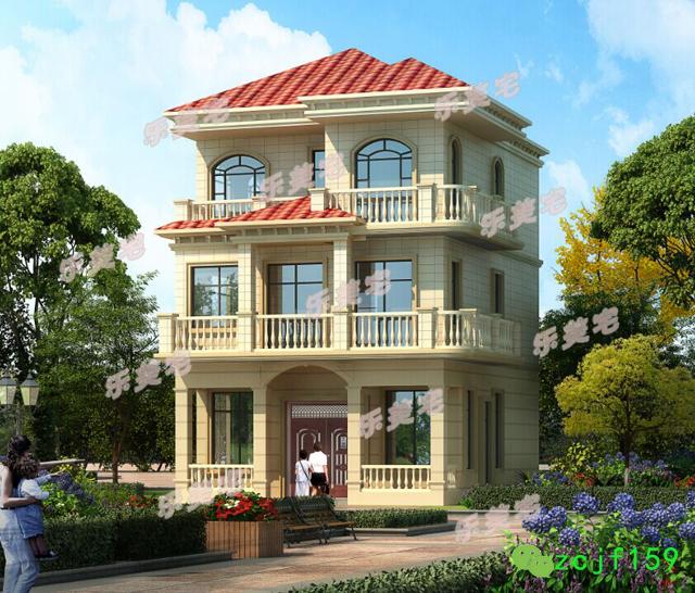 分享一款帶躍層設計的四層別墅戶型圖，農村、鄉鎮上都適合建筑