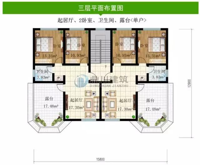 8款面寬15米的農村別墅設計圖，第1棟中式風格，第3棟帶車庫