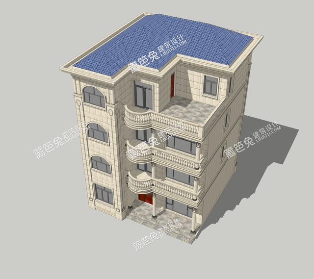 這款四層自建房別墅設計圖，占地只有100平米，三面采光，建成效果也是棒棒噠