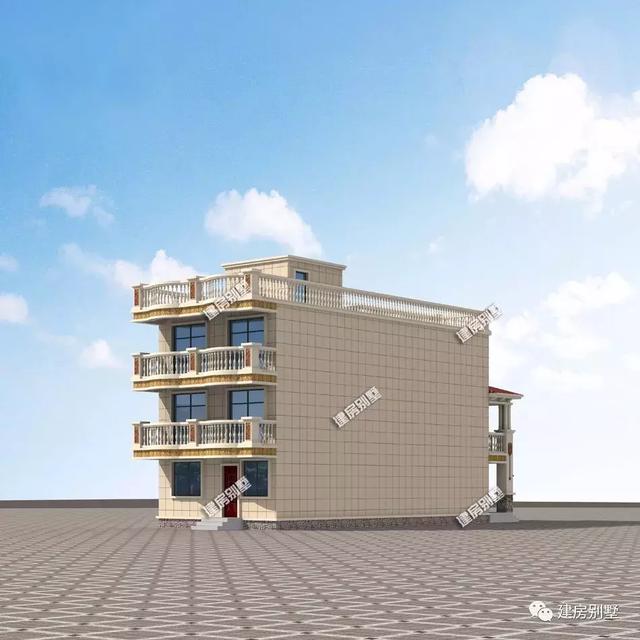 造價33萬左右寬7×18米農(nóng)村別墅設(shè)計圖，外觀是平屋頂戶型