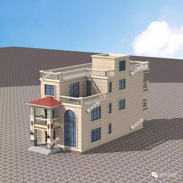 造價33萬左右寬7×18米農(nóng)村別墅設(shè)計圖，外觀是平屋頂戶型