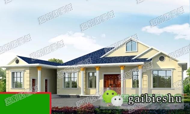 框架結構一層農村自建別墅設計圖，帶配房，獨立設計又連接在一起，符合農村建房習俗。