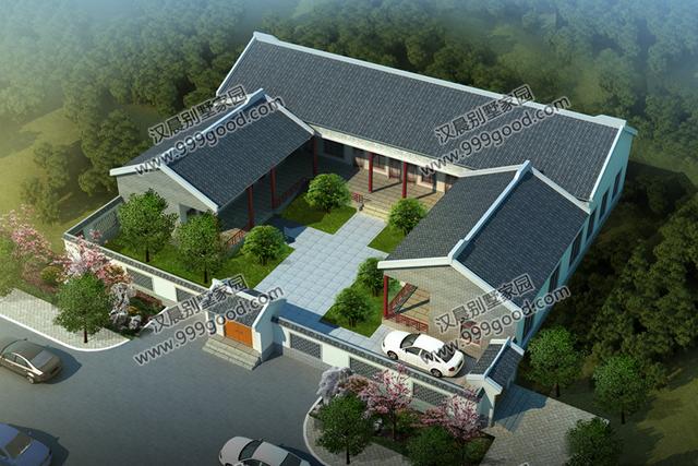 2款中式四合院農村一層自建別墅設計圖，通過對傳統文化的發展和傳承，打造富有情趣的獨有的生活韻味