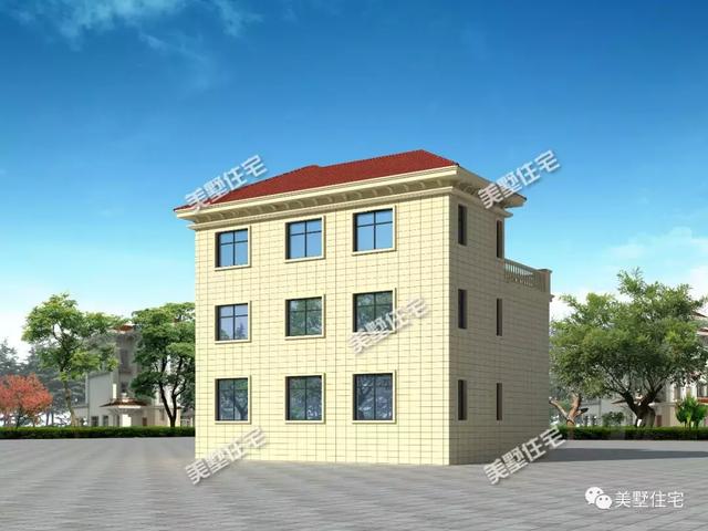 帶9間臥室的三層農村別墅設計圖，這款別墅外觀簡潔清爽，更顯鄉居生活的溫馨