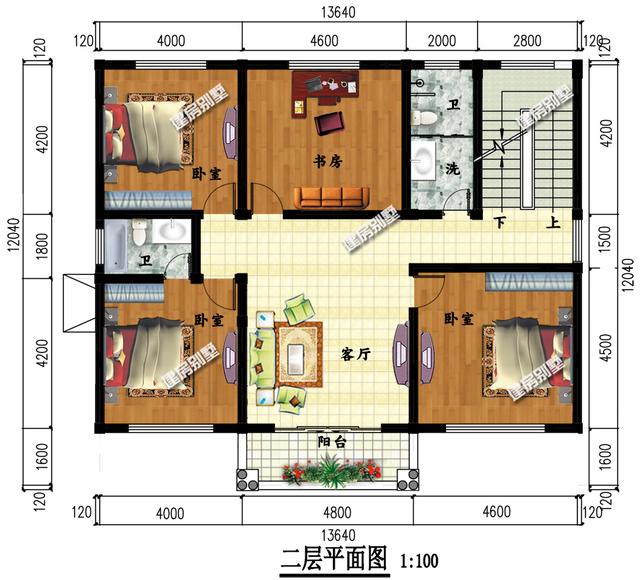 三層簡歐別墅設計圖，獨立廚房設計，帶堂屋神位，非常完貼近農村生活
